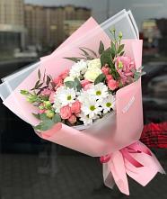 Букет цветов из:  Розы, Лизиантусы и Хризантемы в Николо-Кропотки